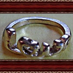 Antique Gold Tone Love Design Ring Size 6